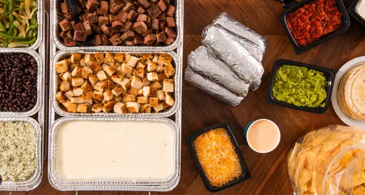 Fajita bar and festival food spread
